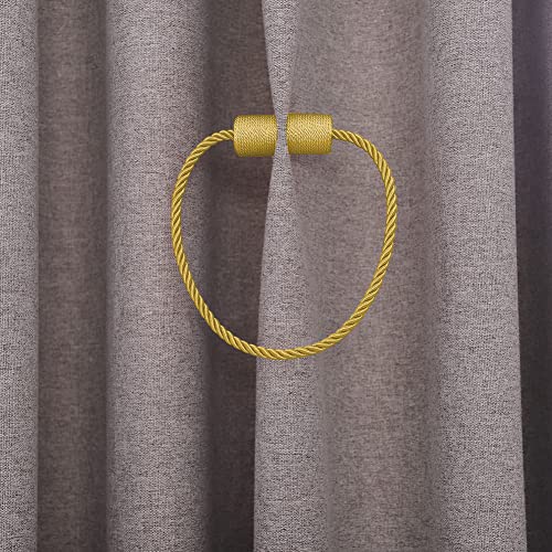 XDerlin 2 Pack Strong Magnetic Curtain Tiebacks Outdoor Decorative Tie Backs Modern Rope Tiebacks Modern Handmade Tie Backs Decorative Curtain Holdbacks for raperies-Gold - Image 4