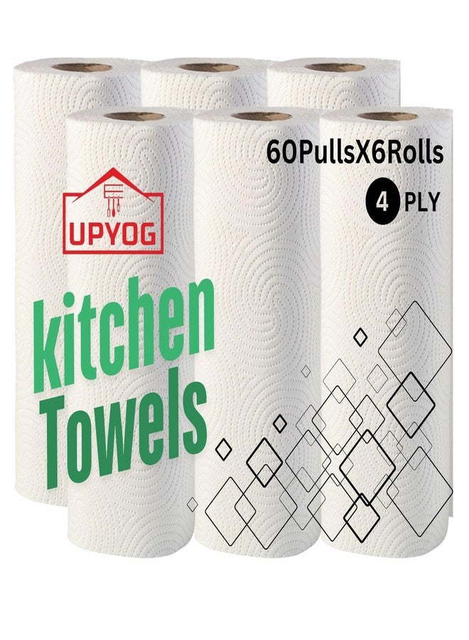 UPYOG 4-Ply Kitchen Tissue/Towel Roll | 360 Pulls (60 Pulls x 6 Rolls) | 100% Eco-Friendly Bamboo Pulp | Soft, Super Absorbent & Food Safe | Chemical-Free Tissue Papers - Image 1