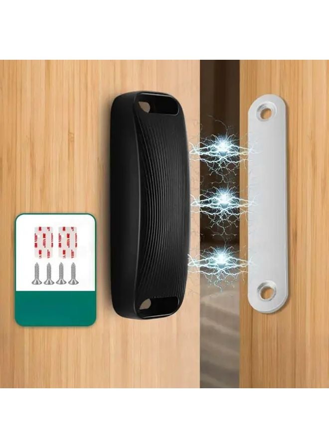 Black Heavy Duty Magnetic Cabinet Lock Adjustable Sliding Latch Drill Free Installation - Image 1