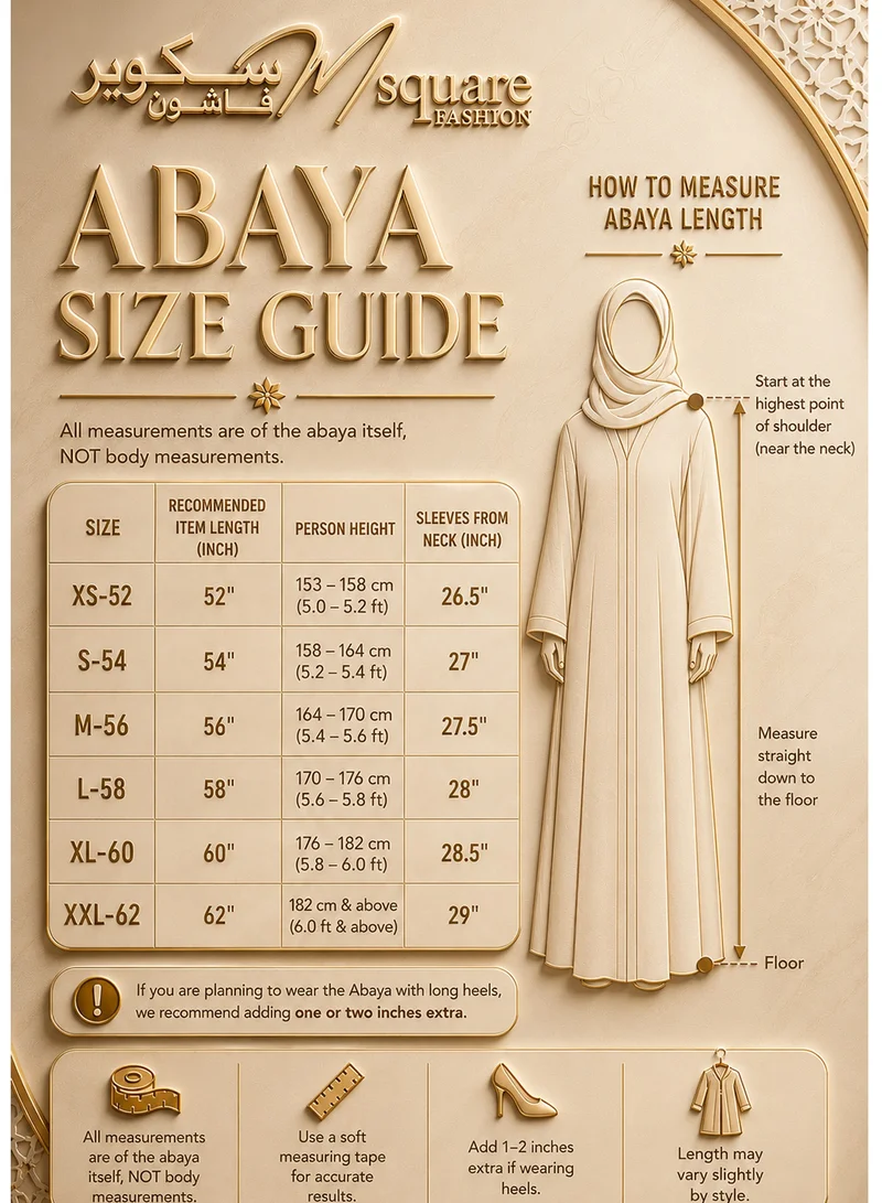 MSquare Fashion  Handmade Beige Everyday Open Abaya With Headscarf for Women | Best Price UAE