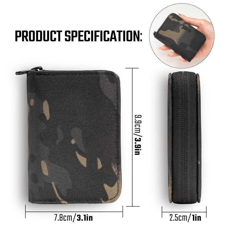 TACTICAL_GEEK PC1 EDC 11-slot Nylon Card Holder for Credit Cards, Lightweight Zippered Minimalist Wallet, Ideal for Work Travel, with Coin Pouch, Ultra-light and Waterproof (Camo Black) - Image 3