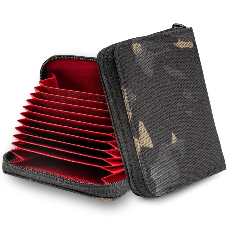 TACTICAL_GEEK PC1 EDC 11-slot Nylon Card Holder for Credit Cards, Lightweight Zippered Minimalist Wallet, Ideal for Work Travel, with Coin Pouch, Ultra-light and Waterproof (Camo Black) - Image 1