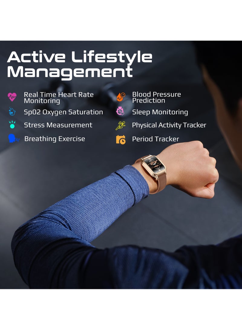 PROMATE Curved AMOLED Screen Smartwatch with Active Lifestyle Management, Durable Battery Life, 100+ Sports Modes, Heart Rate, Pedometer Sensors, and Real-Time Health Monitoring, XWatch-RM Gold - Image 3