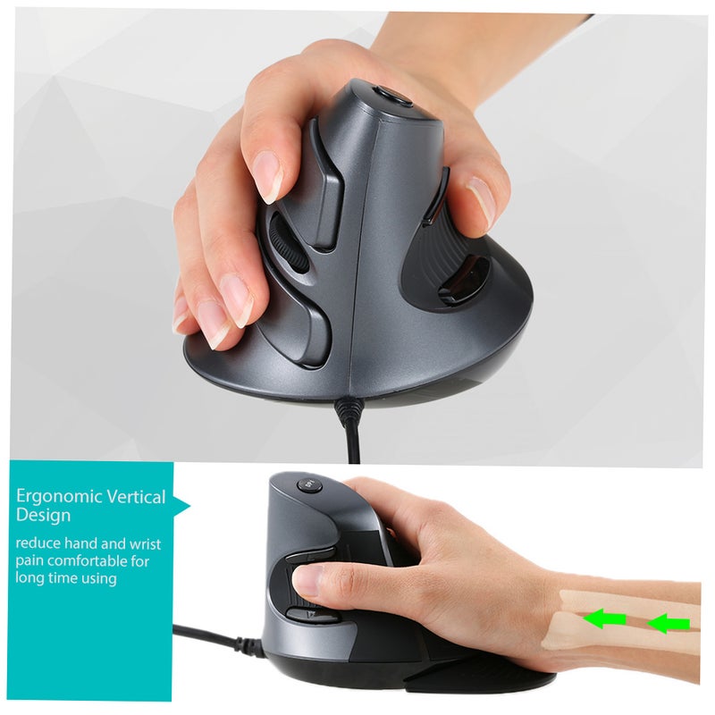 Delux USB Wired Ergonomic Vertical Optical Computer Mice Adjustable 1600 DPI 5D Buttons with Removable Palm Rest - Image 5