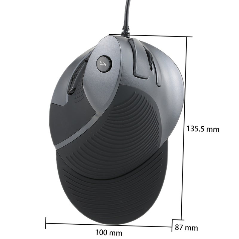 Delux USB Wired Ergonomic Vertical Optical Computer Mice Adjustable 1600 DPI 5D Buttons with Removable Palm Rest - Image 2