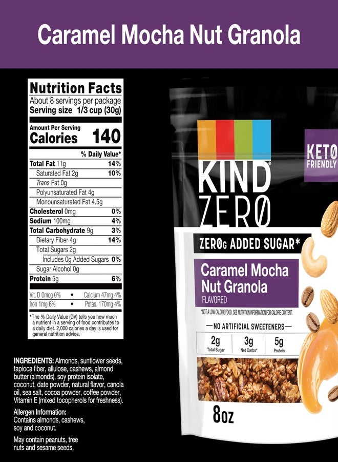 KIND Zero Added Sugar Granola, Caramel Mocha Nut, Healthy Snacks, Good Source of Fiber, Gluten Free, Low Sugar, 5g Protein, 5 Count - Image 4