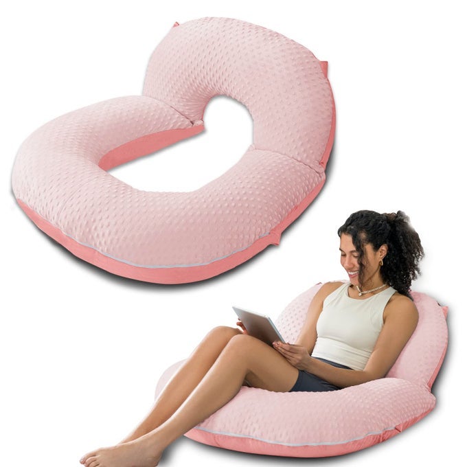 READING PILLOW BACK PILLOW FOR SITTING IN BED FOR READING NURSE RELAX READING PILLOW FOR ADULTS MOMS KIDS SIT UP PILLOW FOR BED PINK BUBBLE VELVET