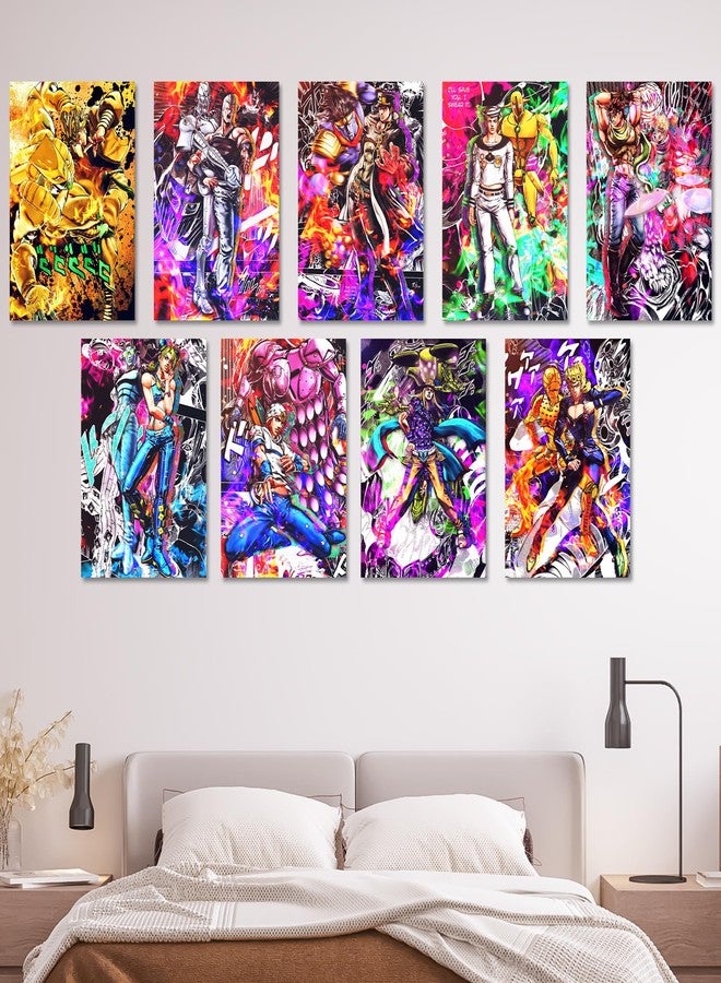 Thepaper9store Paper9store Pack of 9 - Anime Posters self-Adhesive Anime Wall Poster for Room, Size A4 Self-Adhesive 300 GSM Thick matt Poster (JoJo Bizarre Adventure) - Image 2