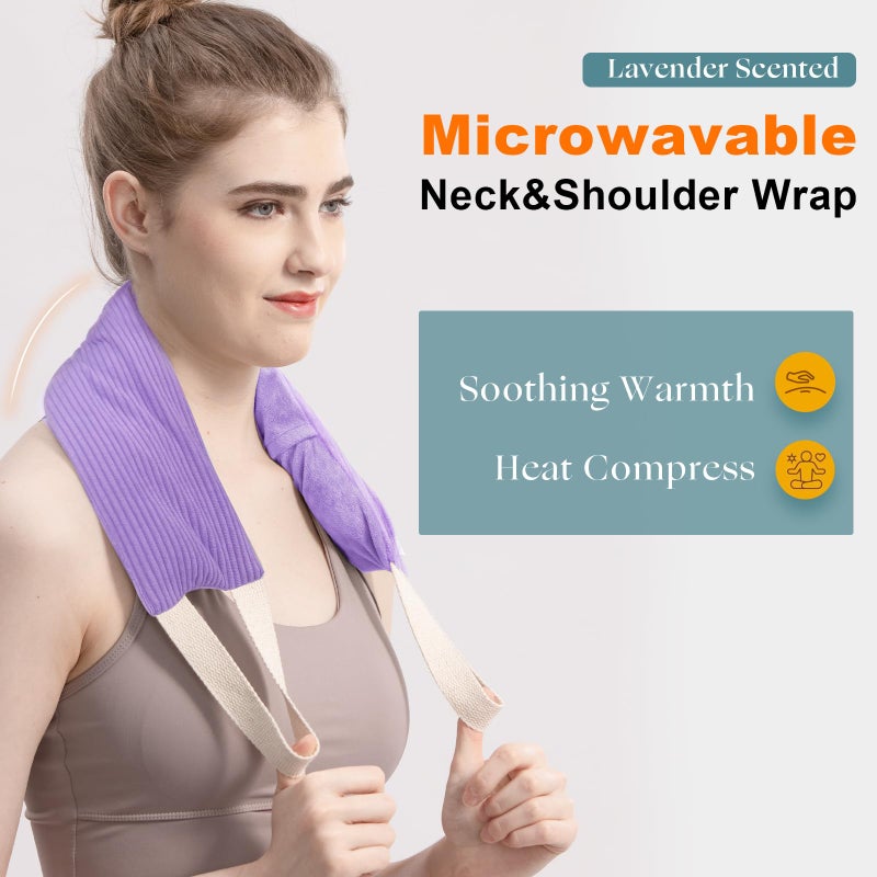 uncn Heating Pad for Neck Shoulders and Back Microwavable Lavender Scented, Washable Cover, 1.5 lbs Microwave Warm Wrap - Image 2