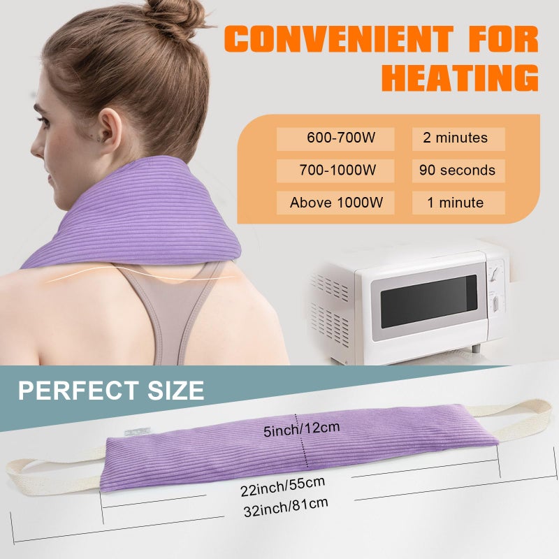 uncn Heating Pad for Neck Shoulders and Back Microwavable Lavender Scented, Washable Cover, 1.5 lbs Microwave Warm Wrap - Image 3