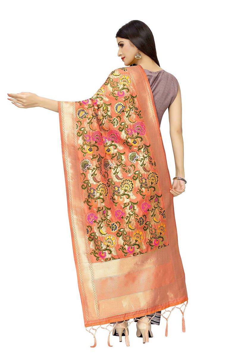 JENNY DESIGNER Women's Woven Design Banarasi Silk Dupatta - Image 3