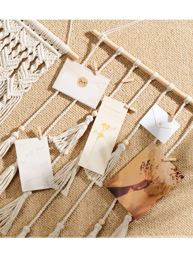 KASTWAVE Hanging Photo Display Wall Decor, Photo Display, Pictures Cards Frame Holder Wall Art Hanger for Birthday Party Room Bedroom Dorm,  for Hanging Photos, Prints and Artwork (Beige) - Image 5