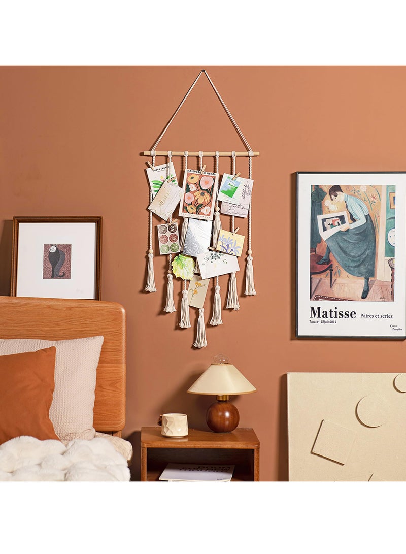 KASTWAVE Hanging Photo Display Wall Decor, Photo Display, Pictures Cards Frame Holder Wall Art Hanger for Birthday Party Room Bedroom Dorm,  for Hanging Photos, Prints and Artwork (Beige) - Image 3