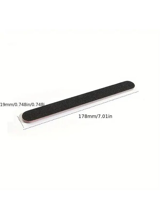 Professional Black Double Sided Nail File Set 10pcs 100 180 Grit Washable Manicure Tools - Image 4