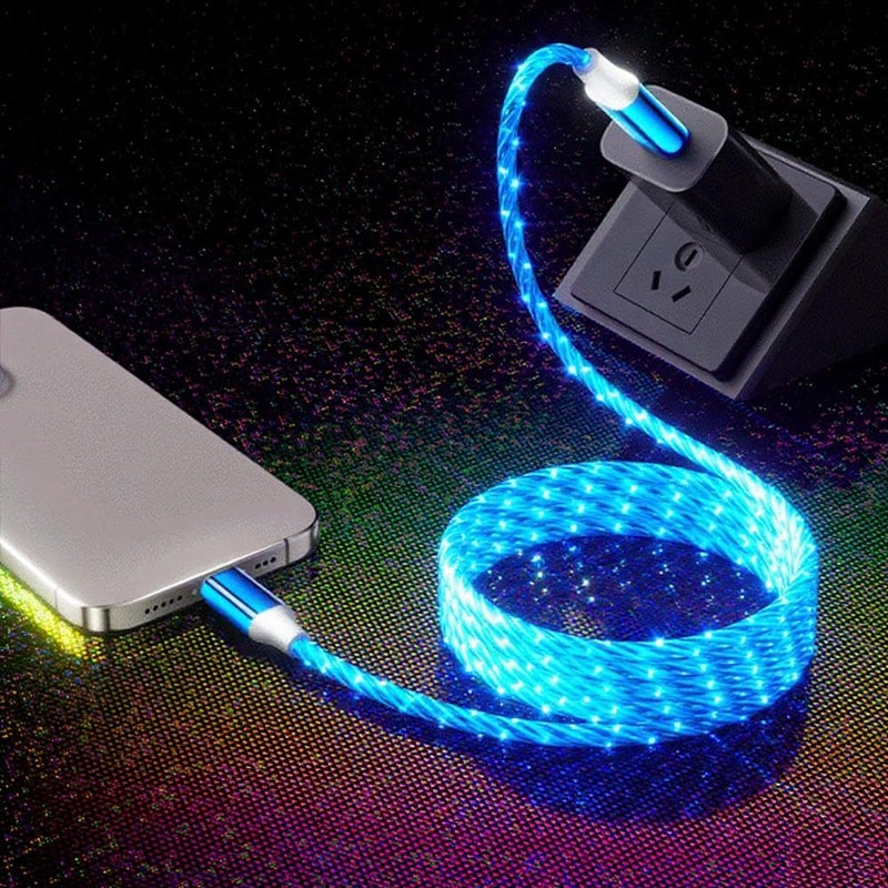 IHAO كابل شاحن IHAO من USB A إلى Type C PD بقوة 60 واط سريع الشحن مع إضاءة LED مرئية باردة متدفقة لجميع أجهزة USB C - 39 بوصة أزرق نجمي - Image 5