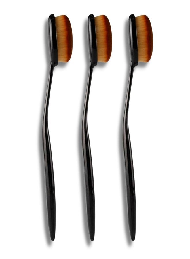 Out Of Box Pack of 3 Oval Foundation Brush - Toothbrush Makeup Brush for Liquid, Cream, Powder Application - Makeup Brush Make Up Foundation Powder Concealer Oval Blending Blush Brush - Image 1
