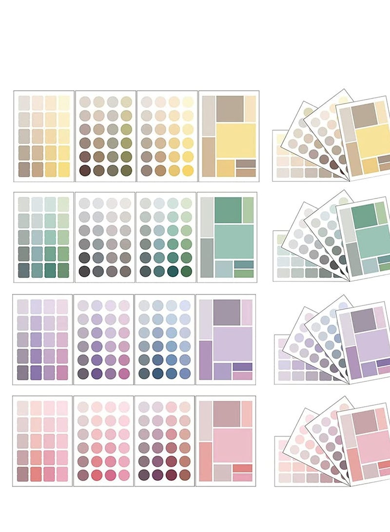 SOLARAE Washi Tape Set, 4 Colors, 76 PCS  Colorful Coding Dot Sticker Labels, 16 Sheets Multi-Styling Round and Square for Planners, Scrapbook, Diary, Memo, DIY Crafts, Gift Decoration - Image 1