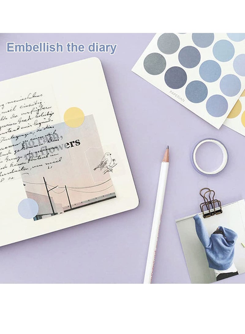 SOLARAE Washi Tape Set, 4 Colors, 76 PCS  Colorful Coding Dot Sticker Labels, 16 Sheets Multi-Styling Round and Square for Planners, Scrapbook, Diary, Memo, DIY Crafts, Gift Decoration - Image 3