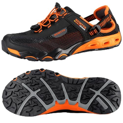 HUMTTO Men's Amphibious Water Shoes - Outdoor Hiking Sandals for Men Summer Non-Slip Quick Drying Water Sandals River Shoes 11-11.5 Black - Image 1