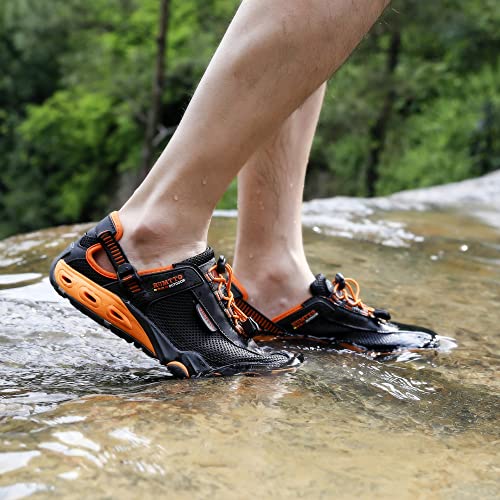 HUMTTO Men's Amphibious Water Shoes - Outdoor Hiking Sandals for Men Summer Non-Slip Quick Drying Water Sandals River Shoes 11-11.5 Black - Image 2