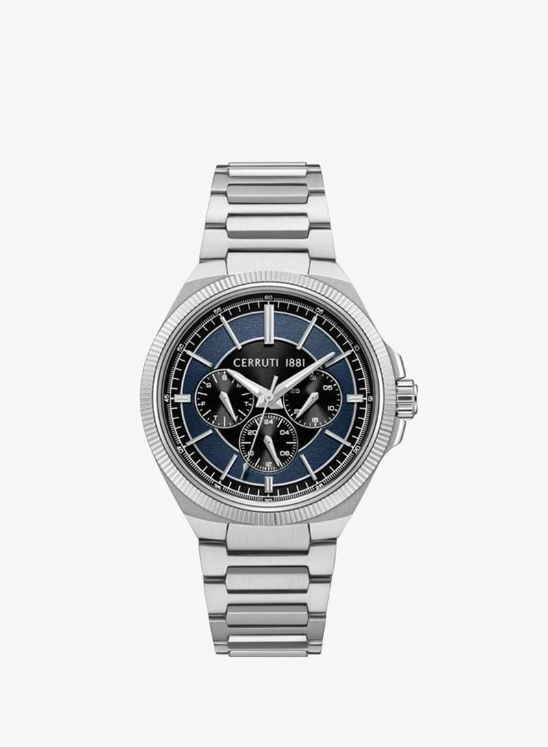 شيروتي 1881 Faedo 41.7mm Blue Gunmetal Dial Quartz Multifunction Watch For Men