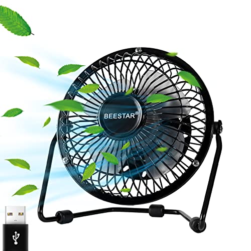 BEESTAR 4 Inch Mini Fan with Metal Construction,Powerful USB Powered,360° Rotation desk Personal Cooling Usb fans small quiet for Home Office Bedroom - Image 1