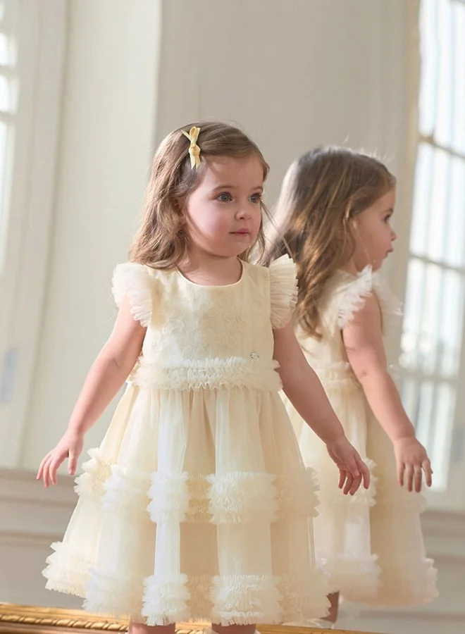 ديف اند بيلا فستان تول بطبقات للبنات بأكمام كشكش