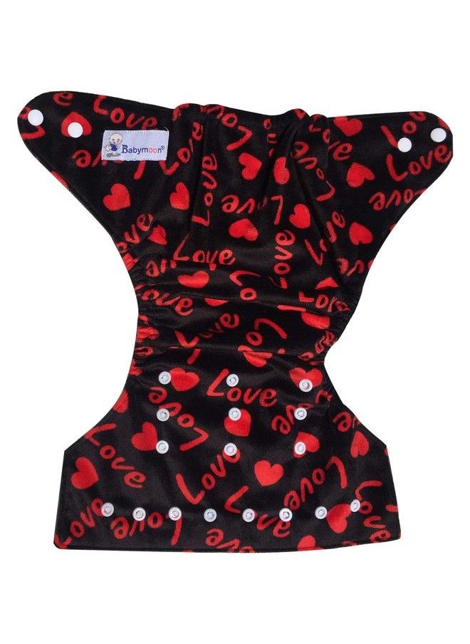 BabyMoon (Set Of 2) 1 Cloth Diaper With 5Layers Charcoal Bamboo Insert) Premium Adjustable Reusable Cloth Diaper (Love)  - Image 4