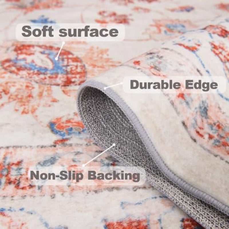 Large Carpet Area Rug Living Room Carpet 200x300cm - Stain Resistant Washable, Anti Slip Backing Boho Vintage Tribal Rugs for Living Room - Image 4