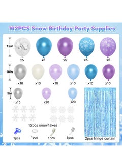 162Pcs Snow Birthday Party Supplies, Snow Balloon Garland Arch Kit Fringe Curtain Blue Purple Snowflake Confetti Balloons Princess Winter Wonderland Girl Baby Party Decorations - pzsku/Z201B1D1F1B3AEC041047Z/45/_/1734347214/bcf44d64-c404-4f48-89f6-afb17c9d6e7a