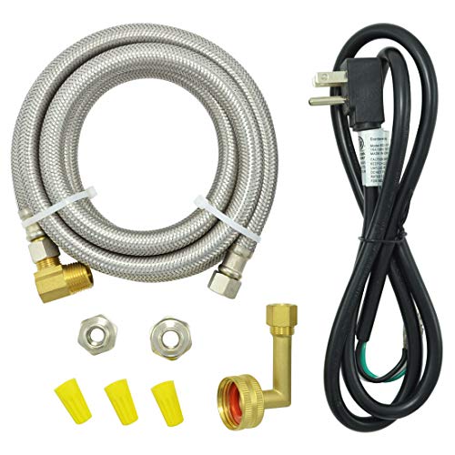 TT FLEX Universal Dishwasher Installation Kit,6 Ft Stainless Steel Dishwasher Hose,Burst Proof Water Supply Line with 3/8" Compression Connections - Image 1