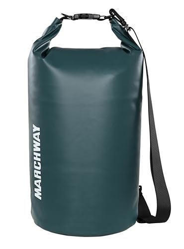 MARCHWAY Floating Waterproof Dry Bag Backpack 5L/10L/20L/30L/40L, Roll Top Sack Keeps Gear Dry for Kayaking, Rafting, Boating, Swimming, Camping, Hiking, Beach, Fishing (Blackish Green, 10L) - Image 1