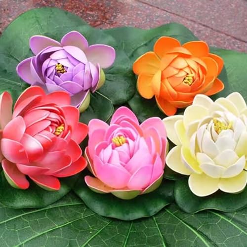 Tdas Artificial Lotus Flowers Flower for Home Decor Decoration Decorative Fake Floating Water Bowl Plants Flora Living Room Decorations- 4 pcs (Multicolor) - Image 4