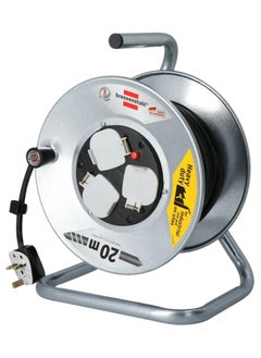Brennenstuhl Brennenstuhl 3-Way 20m Cable Reel Black and Silver  - Image 1