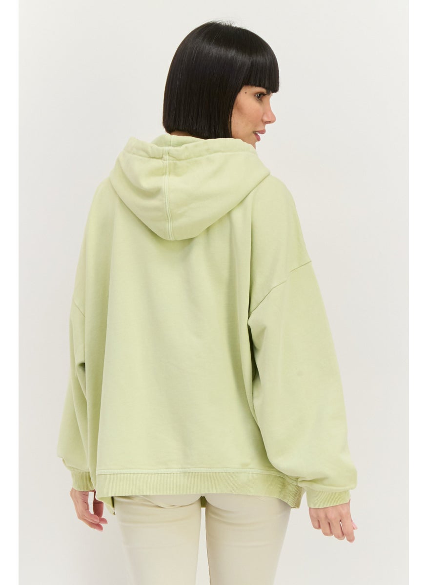 Levi's - Women Embroidered Long Sleeves Hooded Sweatshirt, Mint Green - Image 1