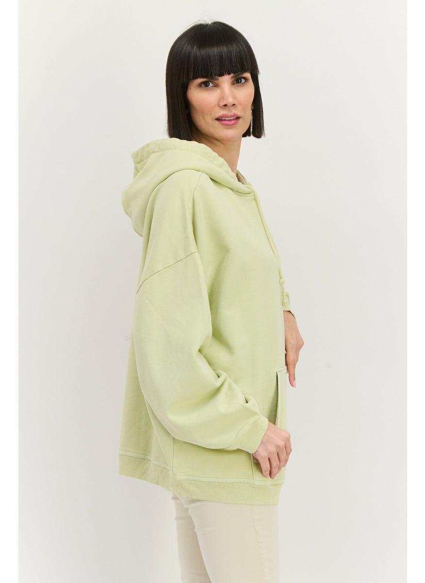 Levi's - Women Embroidered Long Sleeves Hooded Sweatshirt, Mint Green - Image 1