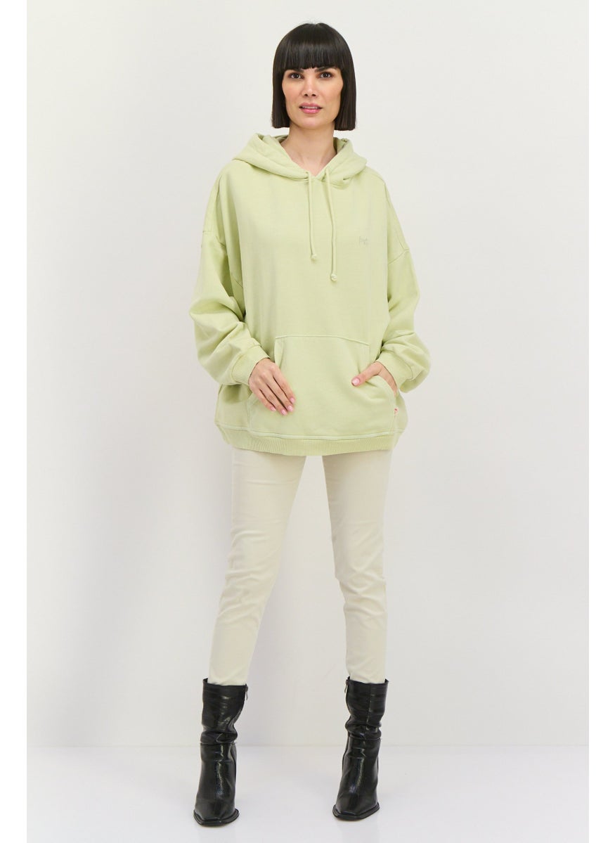 Levi's - Women Embroidered Long Sleeves Hooded Sweatshirt, Mint Green - Image 1