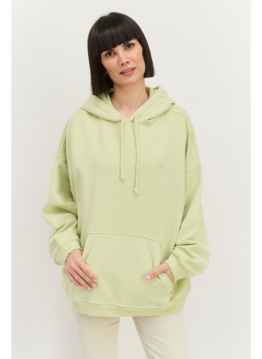 Levi's - Women Embroidered Long Sleeves Hooded Sweatshirt, Mint Green - Image 1
