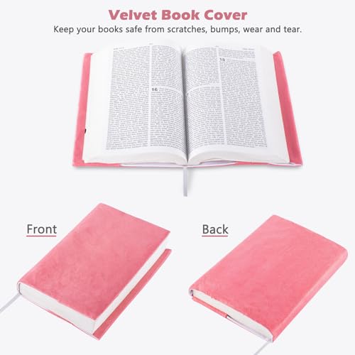 APLUFINE Small Book Covers for 5.5–6" × 2" × 8" Books, Velvet Reusable Fabric Book Cover with Pockets, Adjustable Book Protector for Paperbacks, Journals & Bibles - Image 2