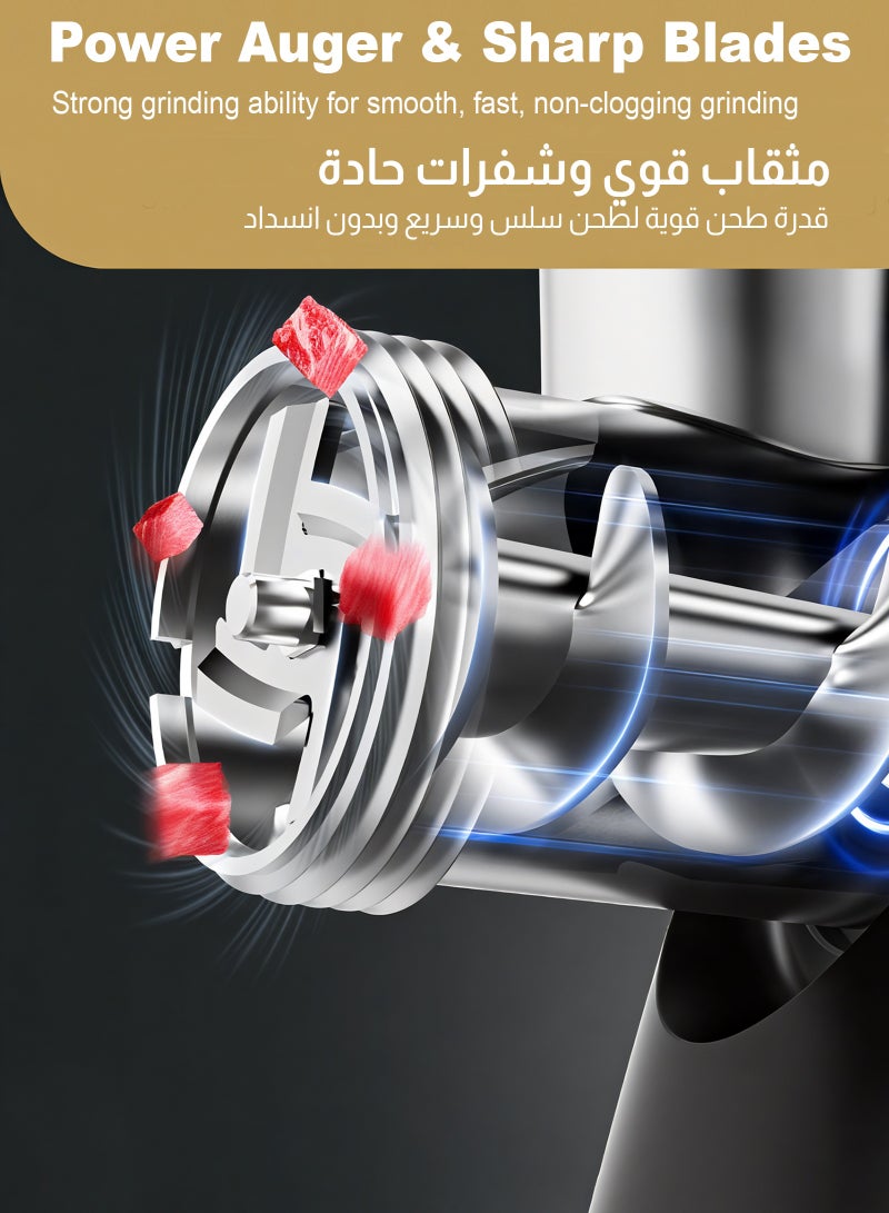 ULHYC Electric Multifunctional Meat Grinder, Stainless Steel Blade, 250 W, Black - Image 5