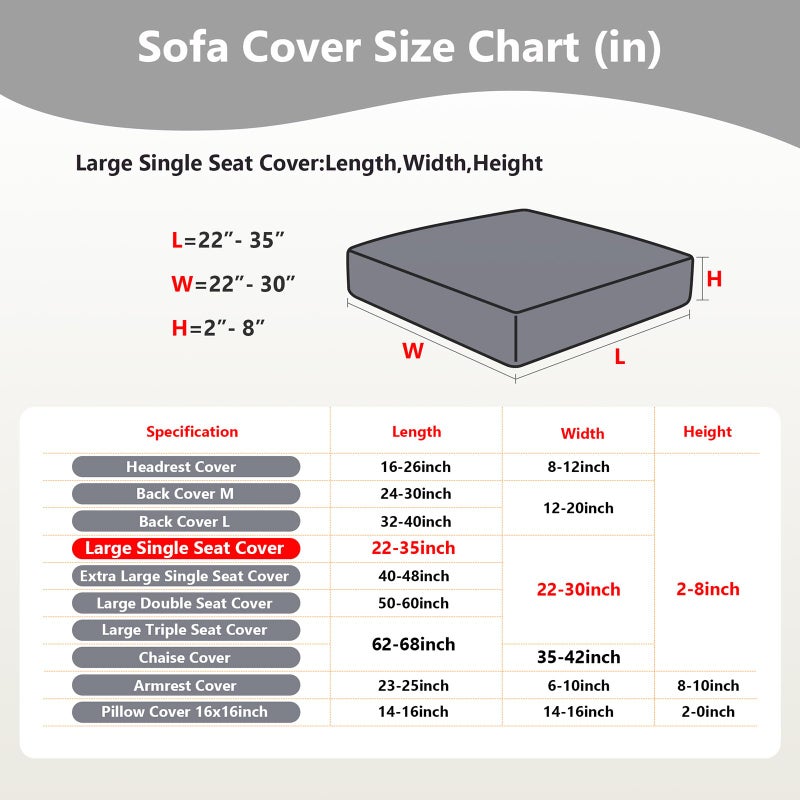 Yoovat Couch Cushion Covers for Sofa Couch Covers Wear-Resistant Universal Sofa Cover Washable Stretch for Sectional Slipcovers (Texture-Light Gray,Large Single Seat Cover) - Image 3