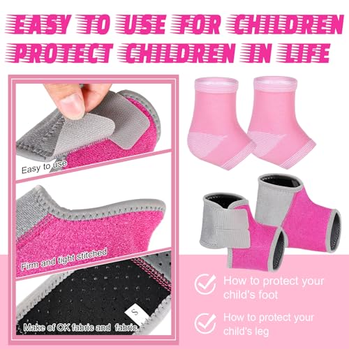 Tarpop 2 Pairs Kids Ankle Brace Set Foot Support Stabilizer Wraps Protector Guard Knitted Ankle Sleeve Sock Support Compression Socks for Injury Prevention(Pink,Medium) - Image 3
