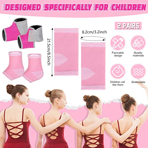 Tarpop 2 Pairs Kids Ankle Brace Set Foot Support Stabilizer Wraps Protector Guard Knitted Ankle Sleeve Sock Support Compression Socks for Injury Prevention(Pink,Medium) - Image 2