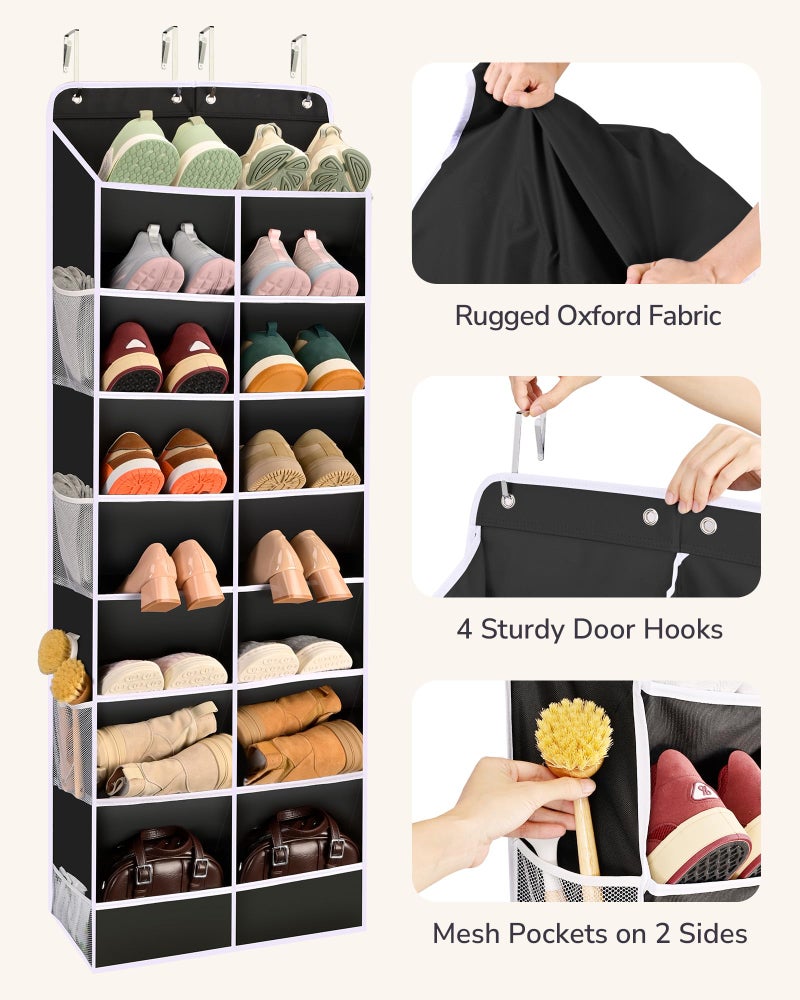 ULG Over The Door Shoe Organizer with 16 Large Pockets, Hanging Shoe Rack for Closet Door, Space Saving Shoe Storage for Boots, Heels & Sneakers, Black - Image 4