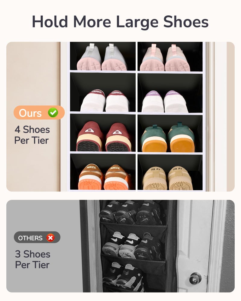 ULG Over The Door Shoe Organizer with 16 Large Pockets, Hanging Shoe Rack for Closet Door, Space Saving Shoe Storage for Boots, Heels & Sneakers, Black - Image 2