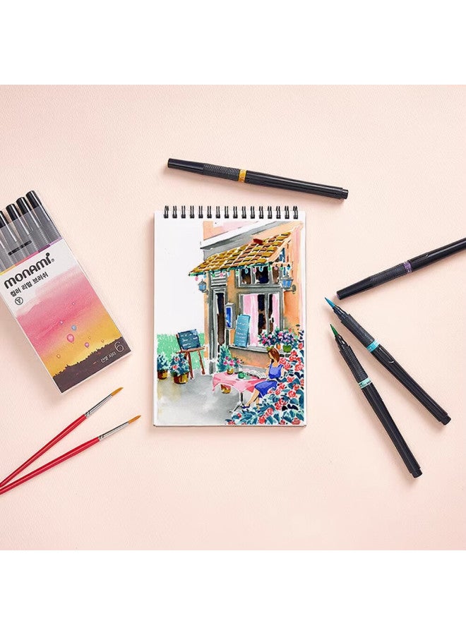 Monami Soft Brush Calligraphy Brush Painting Brush Watercolor Brush, Water-Resistant, Non-Fading, Hand-Drawn Colored Brush, Village Series 6-Color Set - Image 3