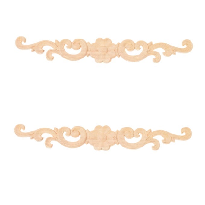 WOOD APPLIQUES DECORATIVE CARVED ONLAYS LONG WOODEN DECALS DIY FURNITURE DECOR ROSETTE CARVINGS FOR DOOR CABINET MIRROR DRESSER BED WALL FIREPLACE MANTELS 2PACK 27X4CM107X16