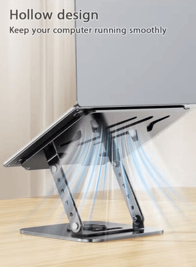 Adjustable Laptop Stand, 360° Rotatable Foldable Metal Phone and Computer Stand Holder,  Ergonomic Laptop Riser Mount, Ventilated Cooling Notebook Stand, Suitable for Home Office Travel, Grey - Image 3