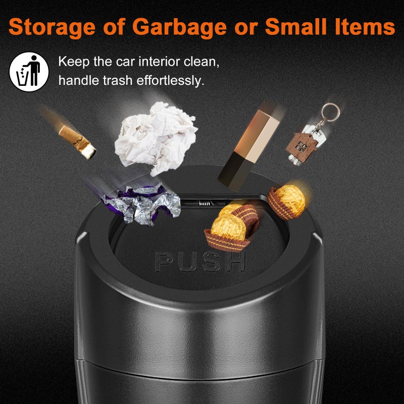 Kincown Car Trash Can, 2 Packs Mini Car Trash Bin with Lid, Leakproof Cup Holder Car Garbage Can with 60 Trash Bags, Vehicle Front Back Seat Organizers and Storage for Car, Home, Office, Black - Image 4