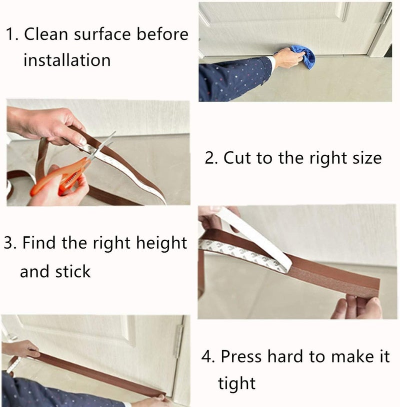 Luckam شريط سيليكون بني 5م - مانع تسرب للماء والصوت ذاتي اللصق لأبواب ونوافذ وفجوات الاستحمام - Image 4